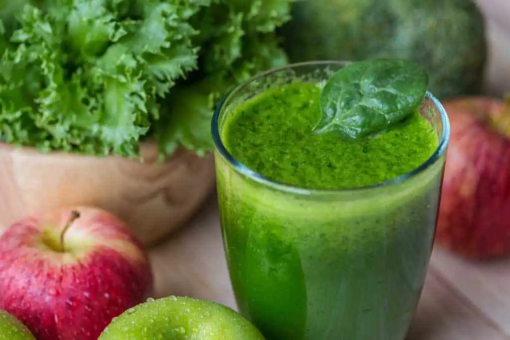 Green smoothie with vitamin K rich foods.
