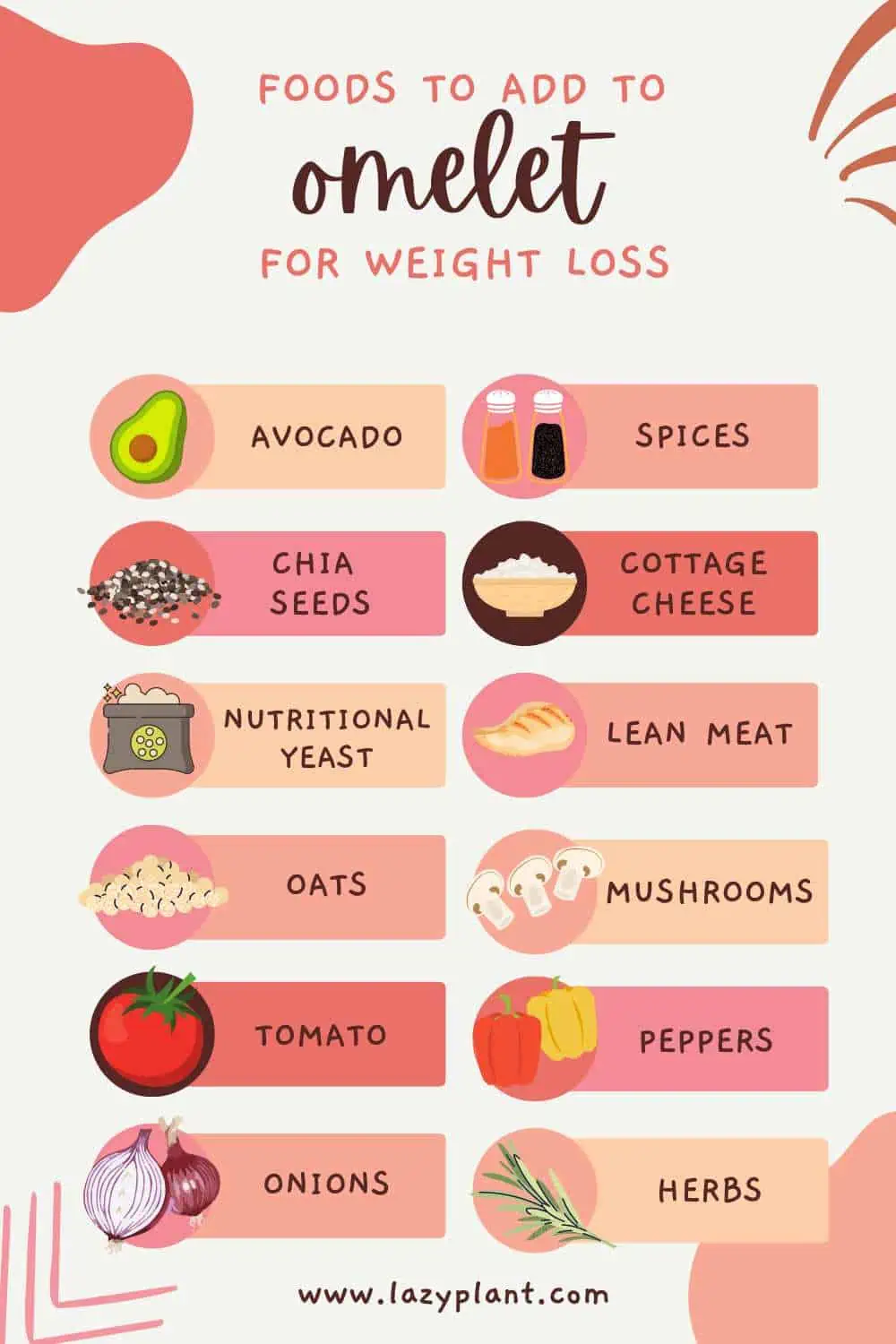 What foods should I add to omelet to lose weight?